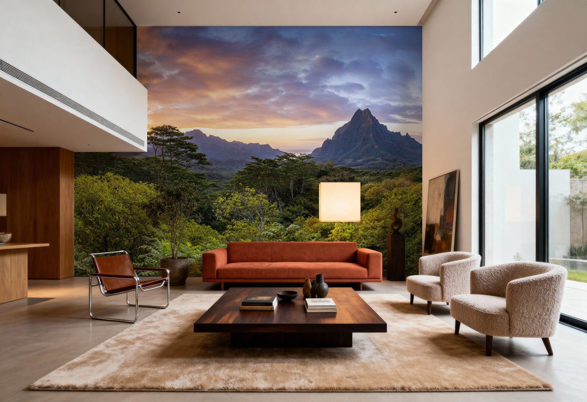Sunset Over Moorea Island Mural Wallpaper - room preview 05