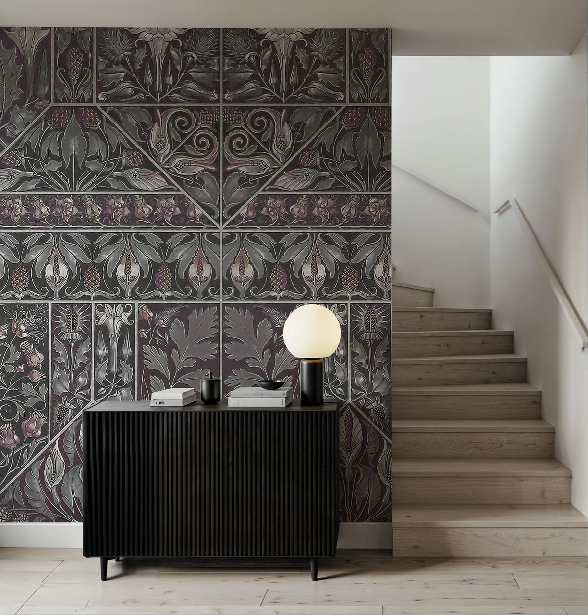 Floral Mood Dark Mural Wallpaper - room preview 05