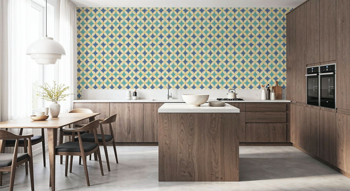 Starcircle Blue Mural Wallpaper - room preview 05