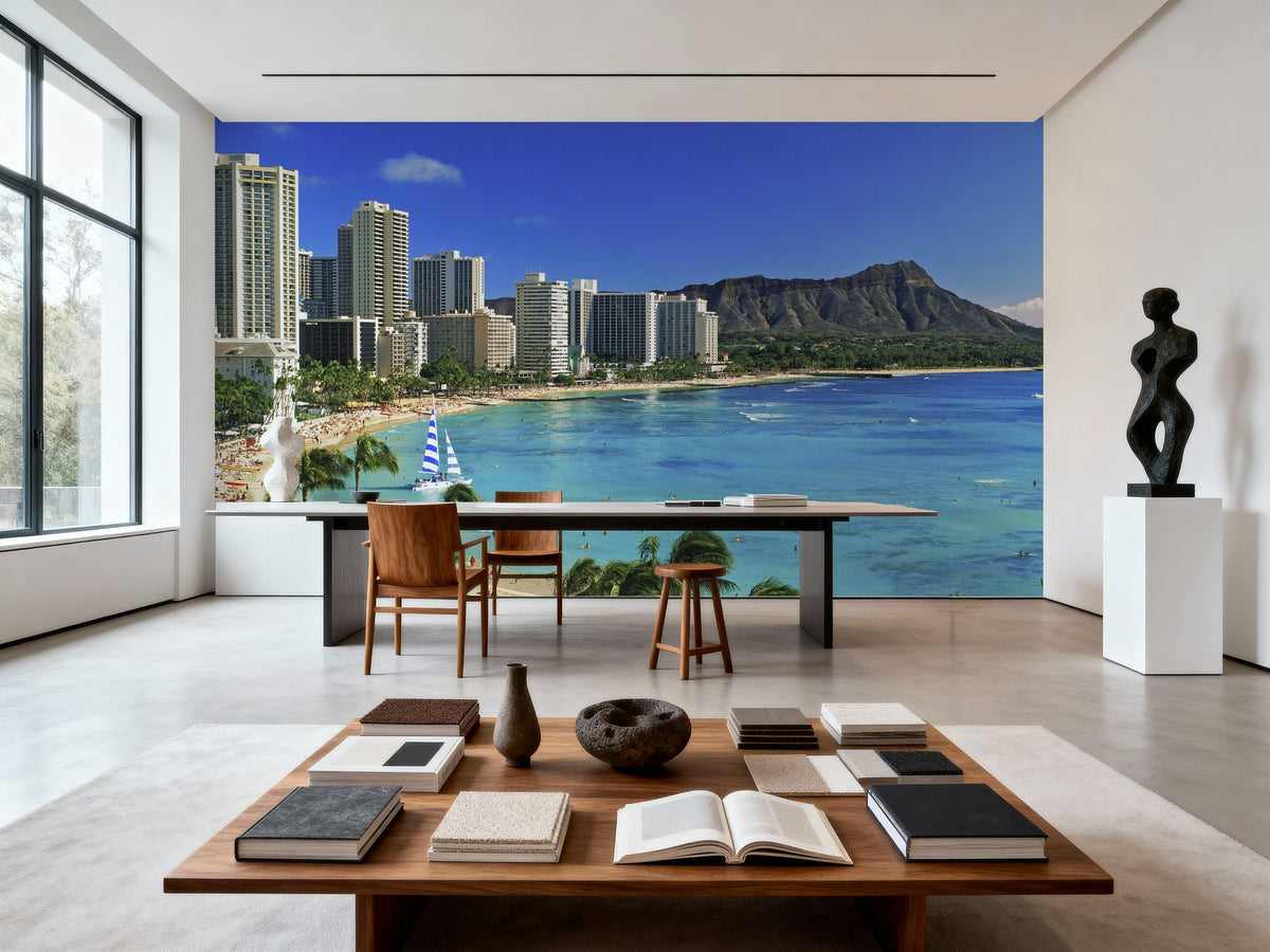 Coastal Paradise Skyline Mural Wallpaper - room preview 05