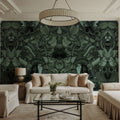 Malachite Vortex, Forest Green Mural Wallpaper - room preview 05