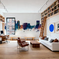 Wichita Kansas Skyline Blue & Bronze Mural Wallpaper - room preview 05
