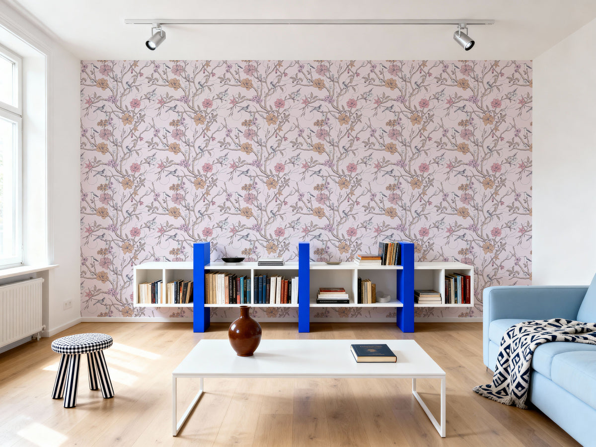 Trailing Tree of Life, Pink Mural Wallpaper - room preview 05