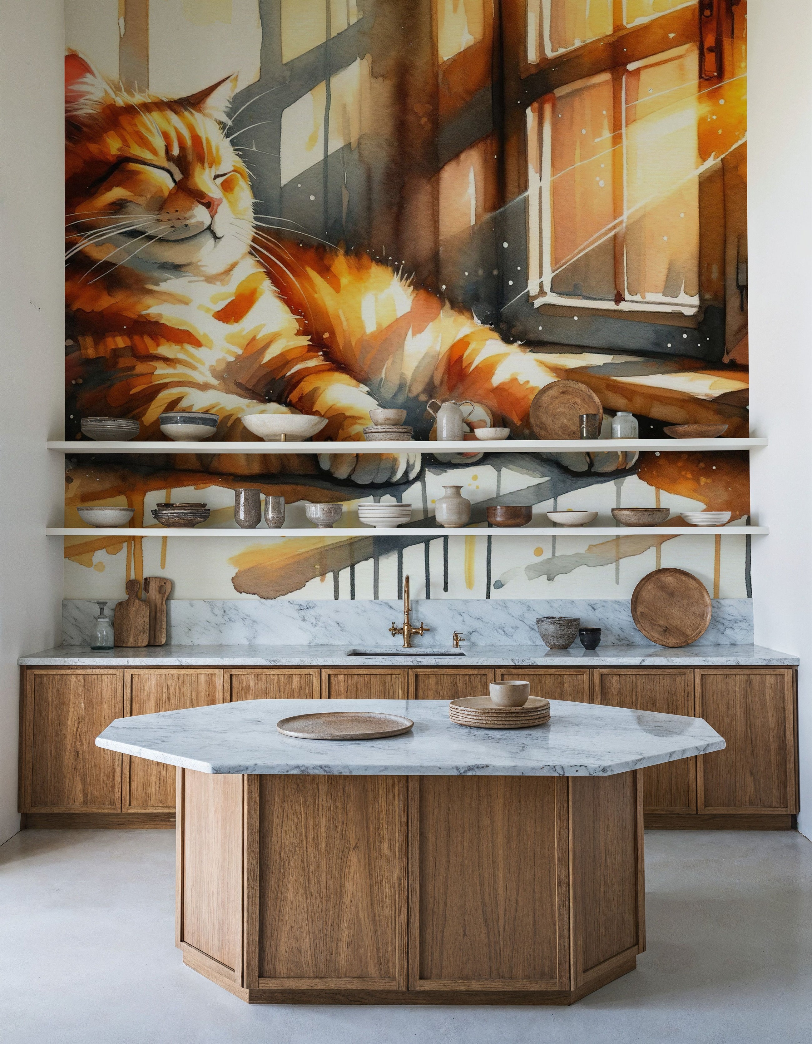 Cozy Cat Mural Wallpaper