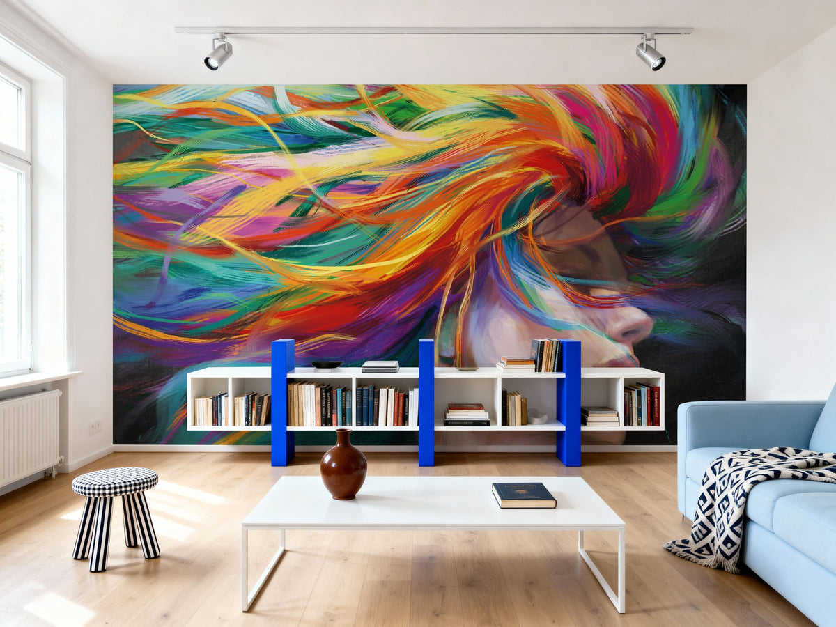 Rainbow Hair Mural Wallpaper - room preview 05