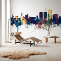 Tucson Arizona Skyline Blue & Bronze Mural Wallpaper - room preview 05