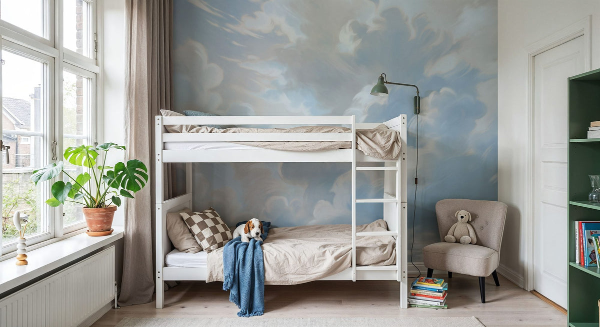 Clouding, Baby Blue Mural Wallpaper - room preview 05