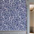Hydrangea, Navy on Cream Mural Wallpaper - room preview 05