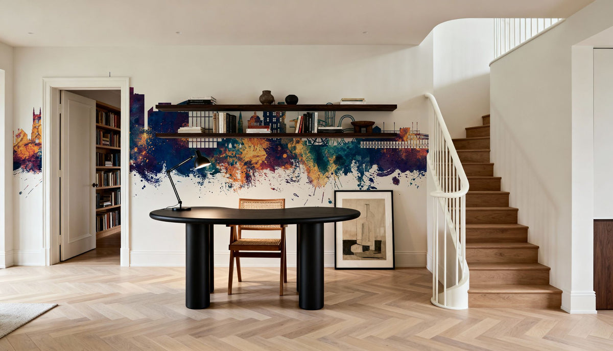 Southend-on-Sea England Skyline Blue & Bronze Mural Wallpaper - room preview 05