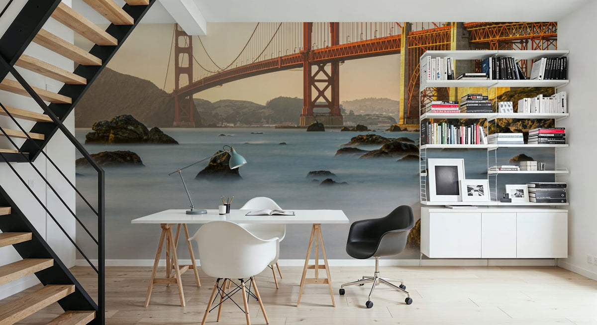 Golden Gate Bridge From Marshall Beach Mural Wallpaper - room preview 05