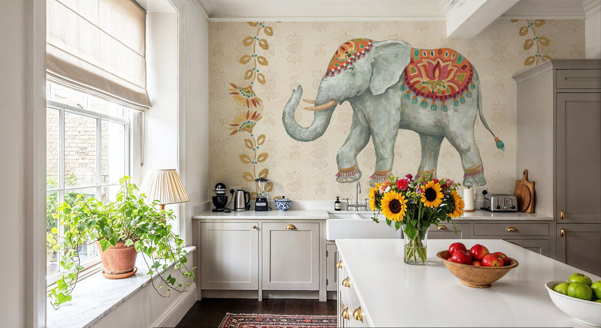 Elephant Walk V Mural Wallpaper - room preview 05