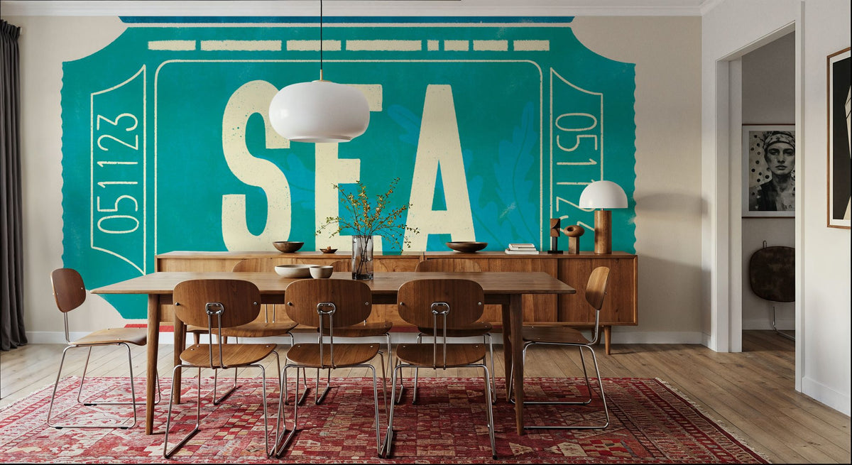 Ticket Stubs Beach Mural Wallpaper - room preview 05