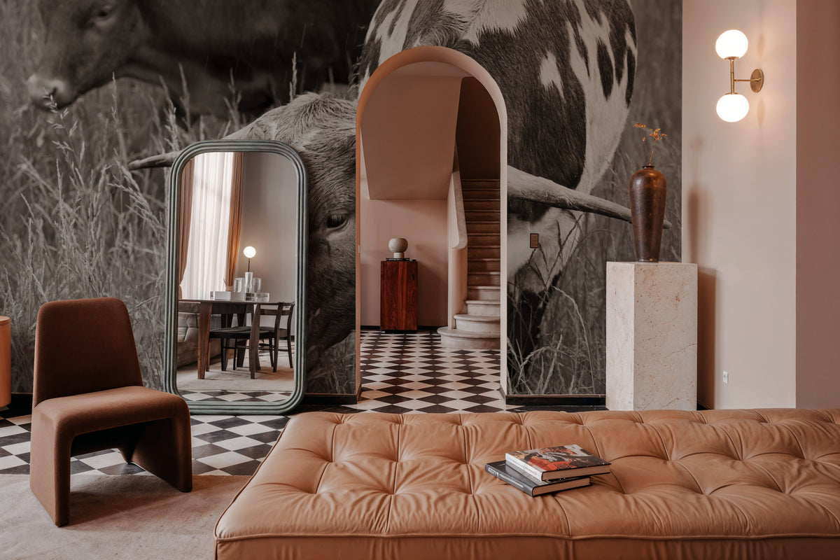 Rainy Pasture III BW Mural Wallpaper - room preview 05
