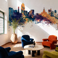 Lansing Michigan Skyline Blue & Bronze Mural Wallpaper - room preview 05