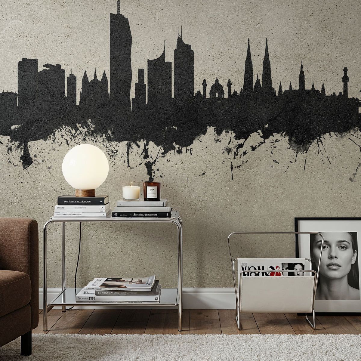Vienna Austria Skyline Concrete Mural Wallpaper - room preview 05