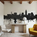 Lincoln Nebraska Skyline Black & White Mural Wallpaper - room preview 05