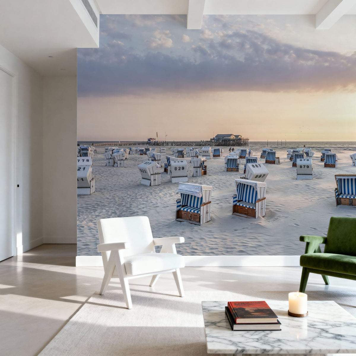 German Beach Sunrise Mural Wallpaper - room preview 05