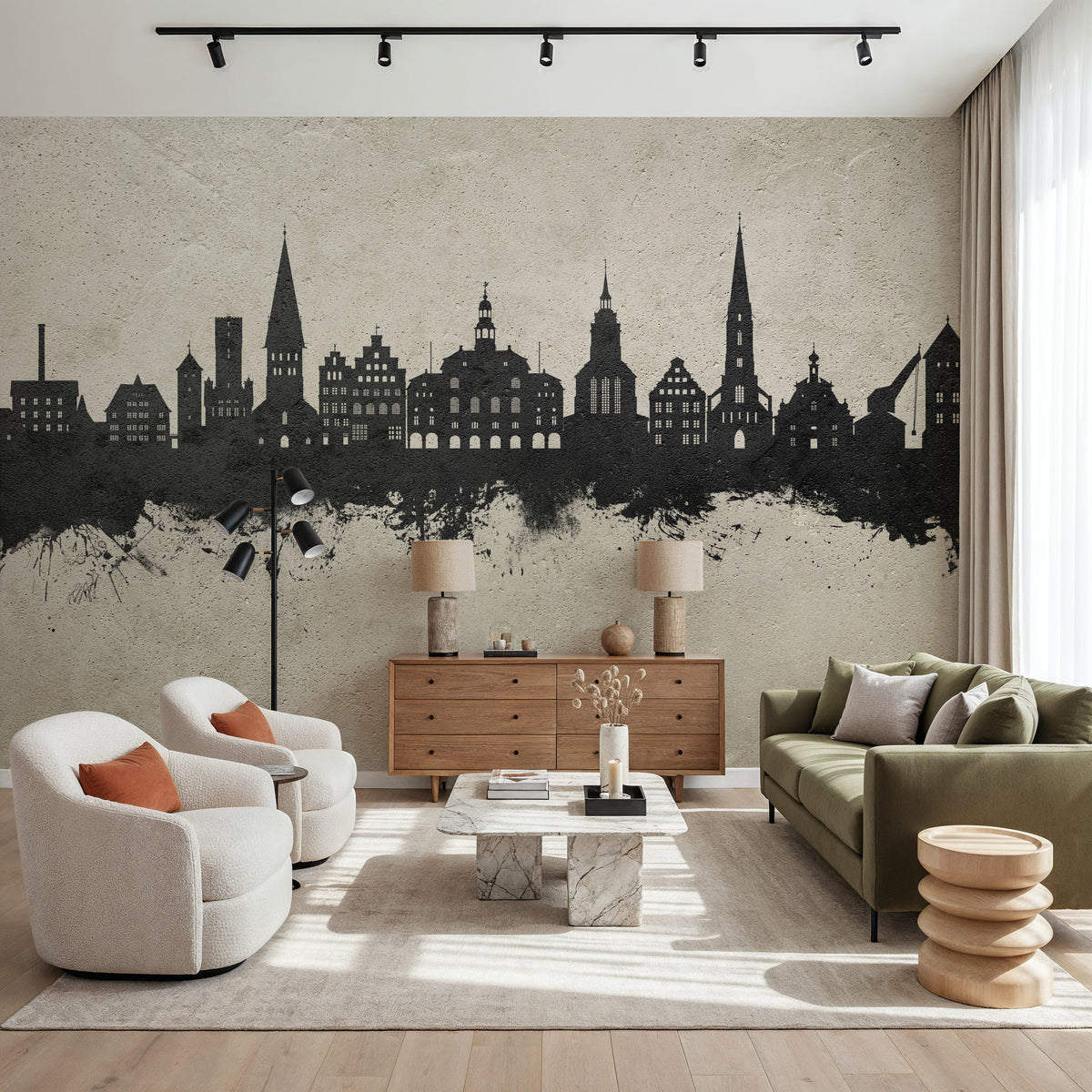Lüneburg Germany Skyline Concrete Mural Wallpaper - room preview 05