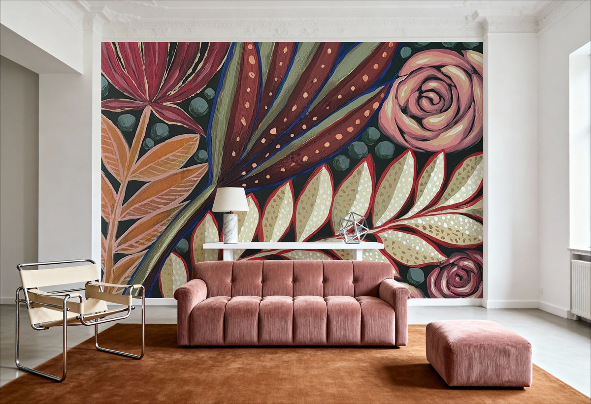 Tropical Florals Mural Wallpaper - room preview 05