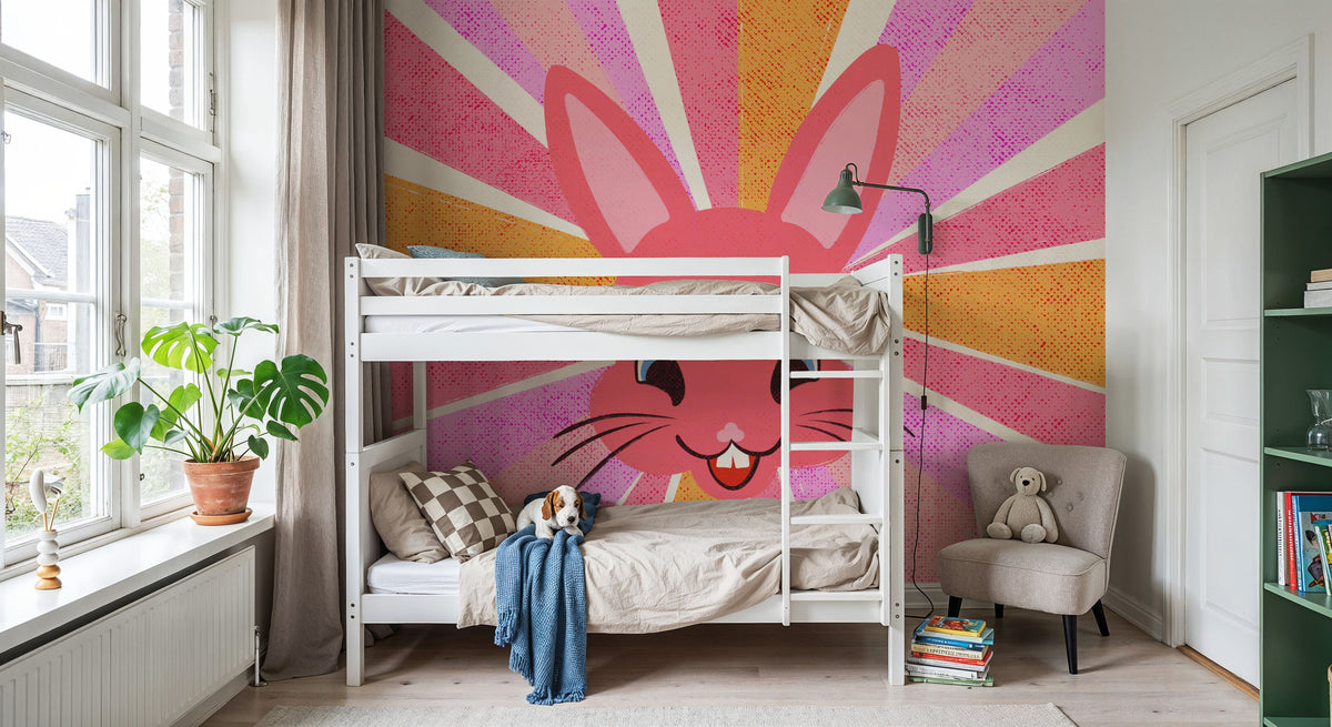 Retro Rabbit Mural Wallpaper - room preview 05