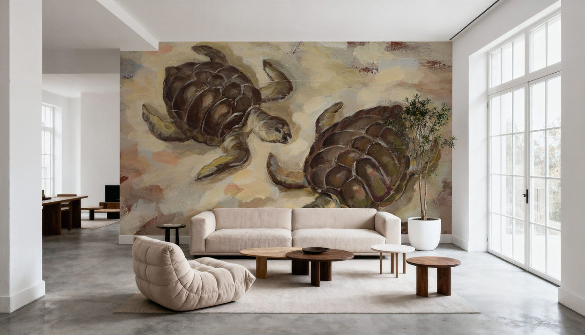 Sea Turtles on the Sand Mural Wallpaper - room preview 05