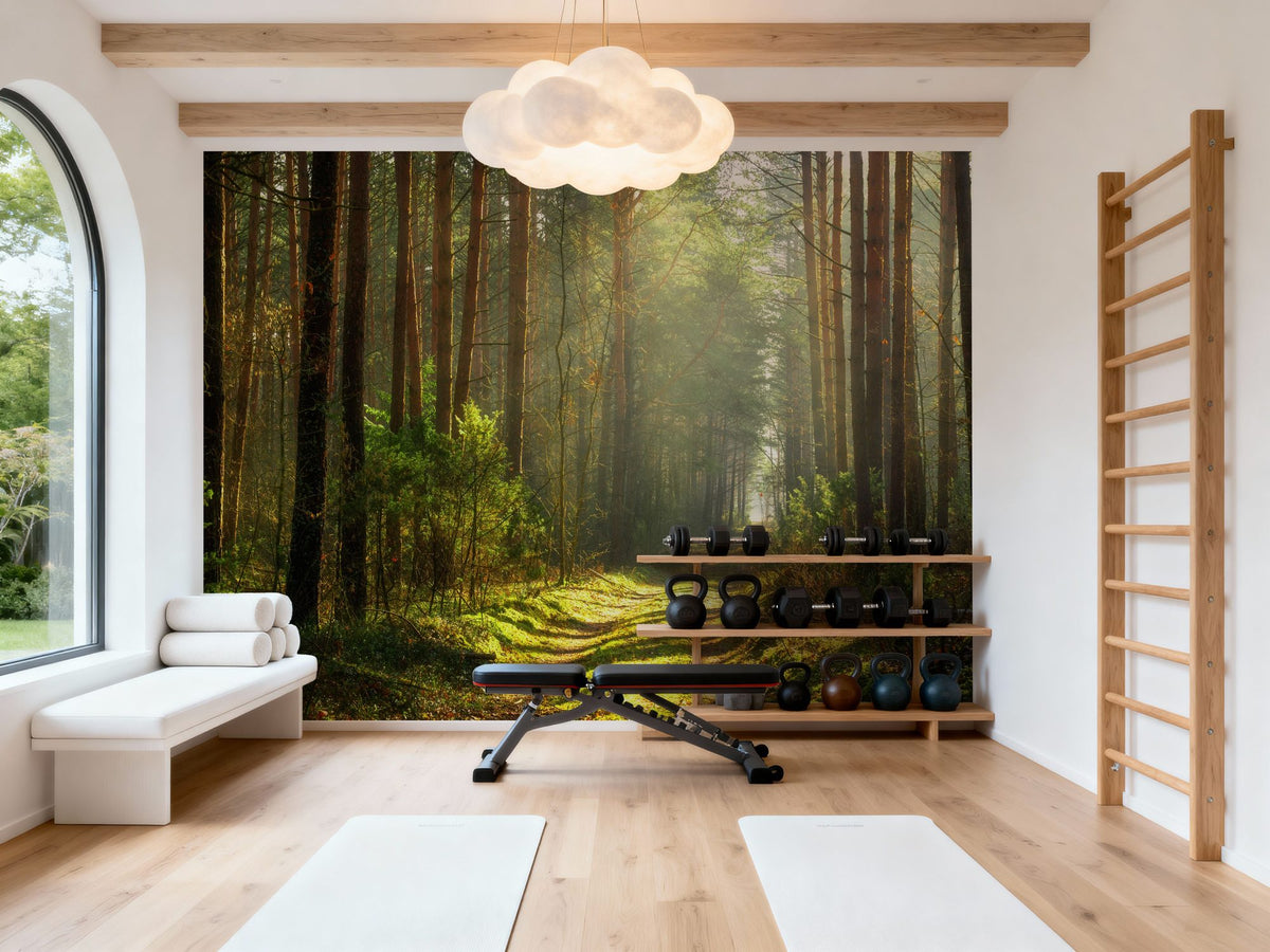 Silent Forest Road Mural Wallpaper - room preview 05