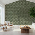 Red Clovers, Forest Green Mural Wallpaper - room preview 05