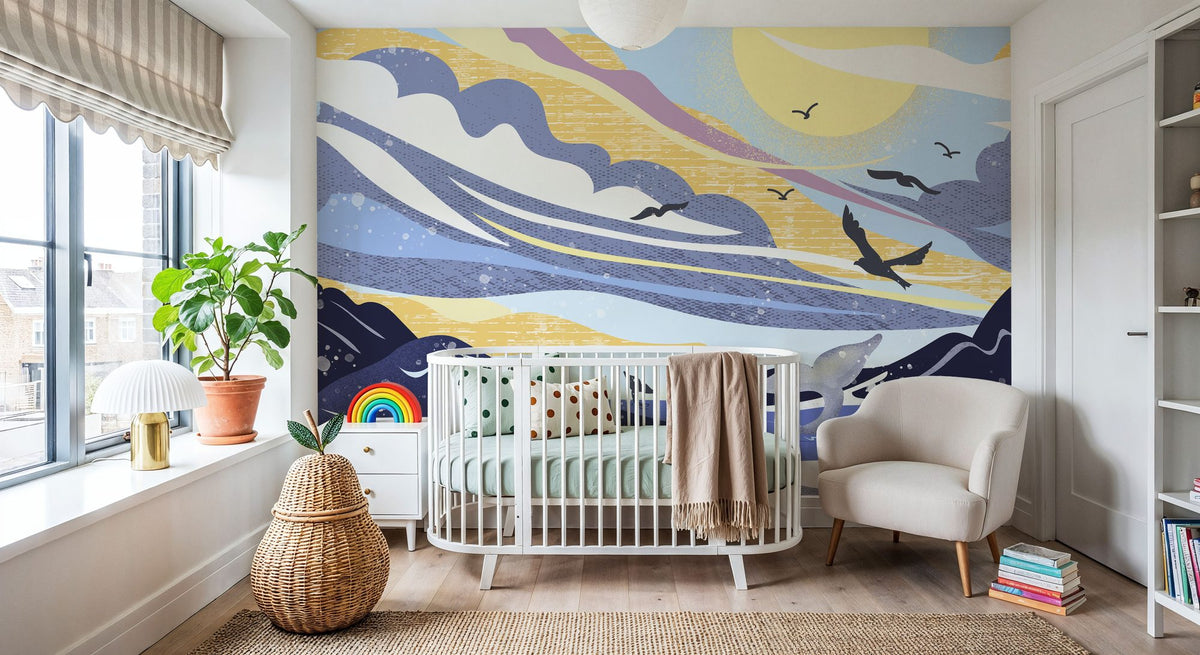 Coastal Apricity, Pewter Mural Wallpaper - room preview 05