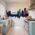 Rochester New York Skyline Blue & Bronze Mural Wallpaper - room preview 05
