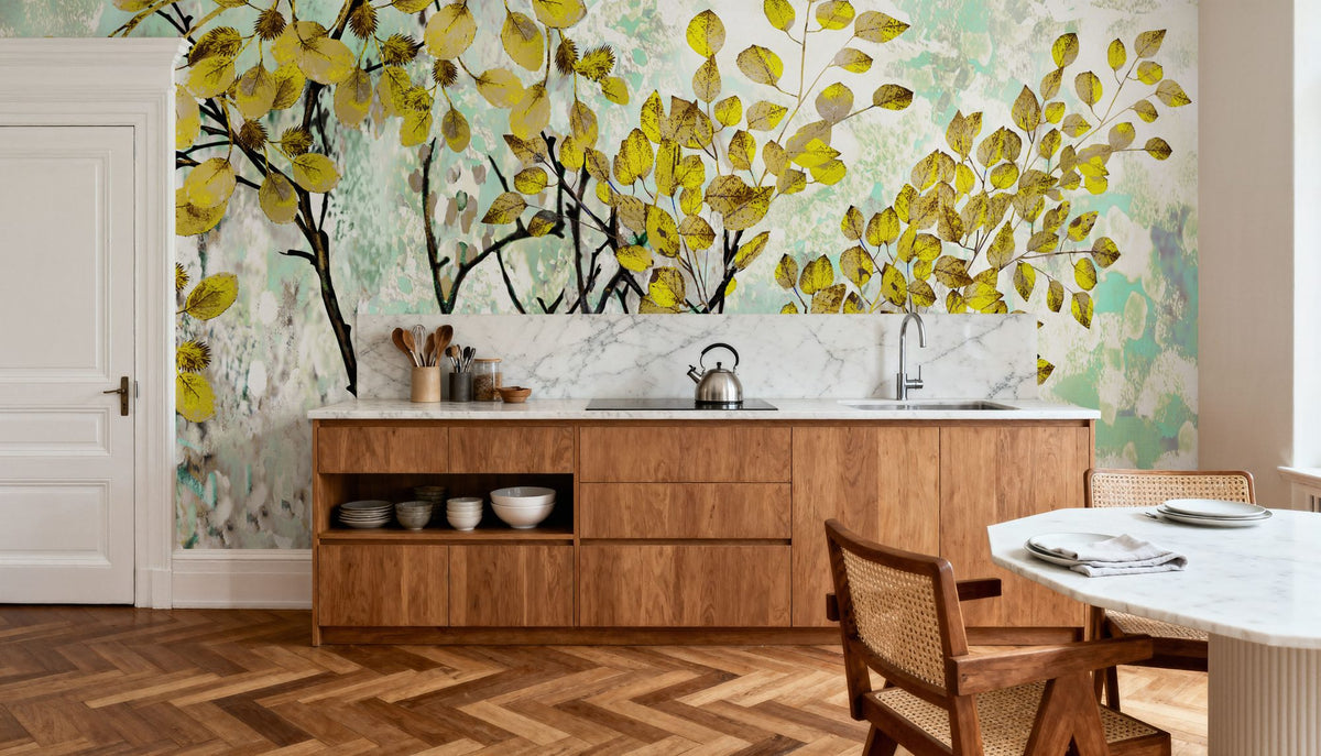 Yellow Leaves Mural Wallpaper - room preview 05