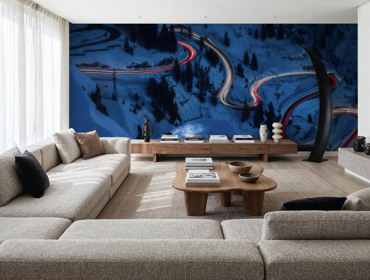 Night Skiing Mural Wallpaper - room preview 05