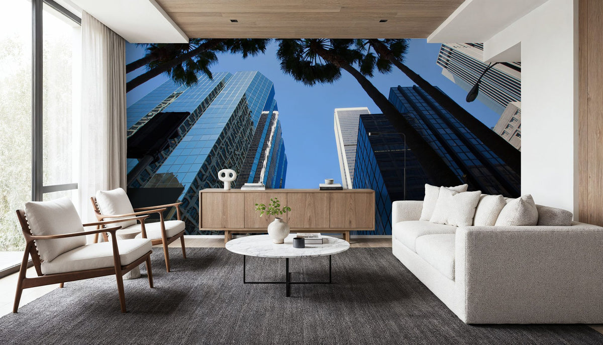 Scyscraper Palms Mural Wallpaper - room preview 05