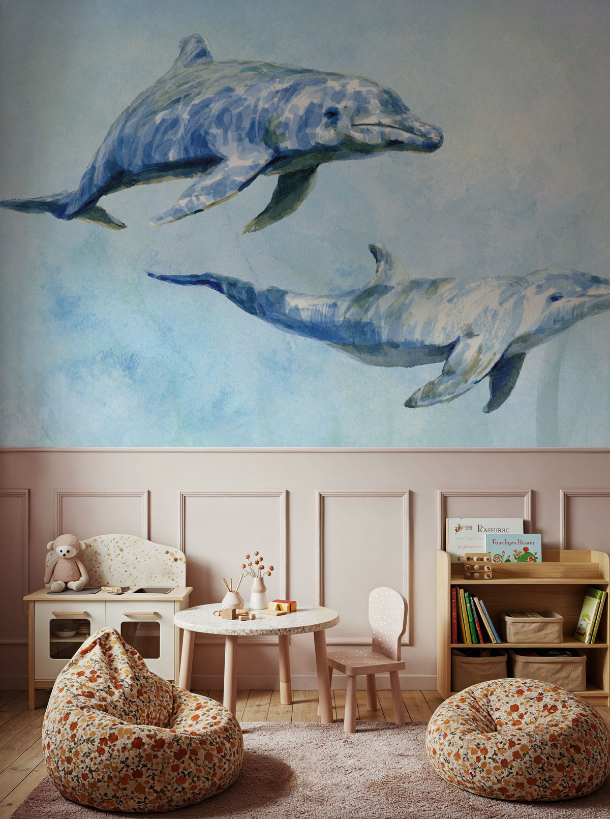 Graceful Dolphins I Mural Wallpaper - room preview 05