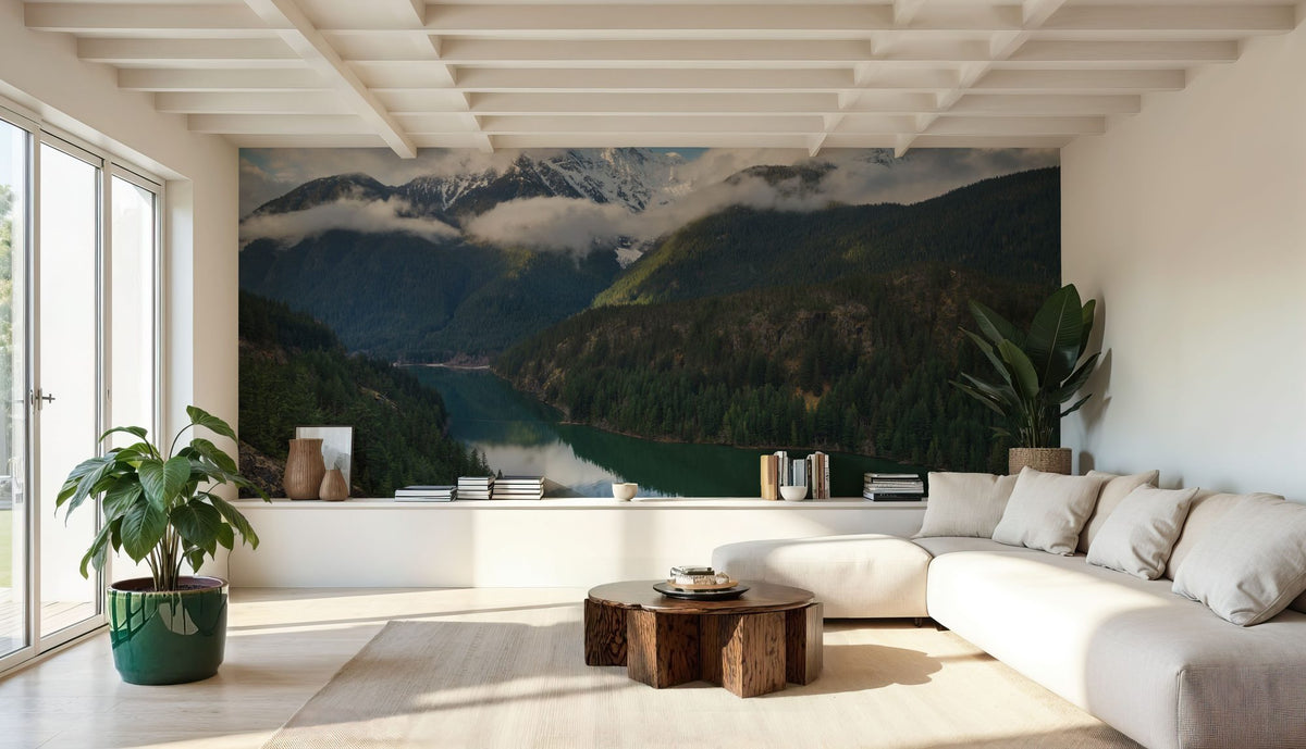 Diablo Lake and Colonial Peak Mural Wallpaper - room preview 05