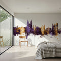 Magdeburg Germany Skyline Purple & Gold Mural Wallpaper - room preview 05