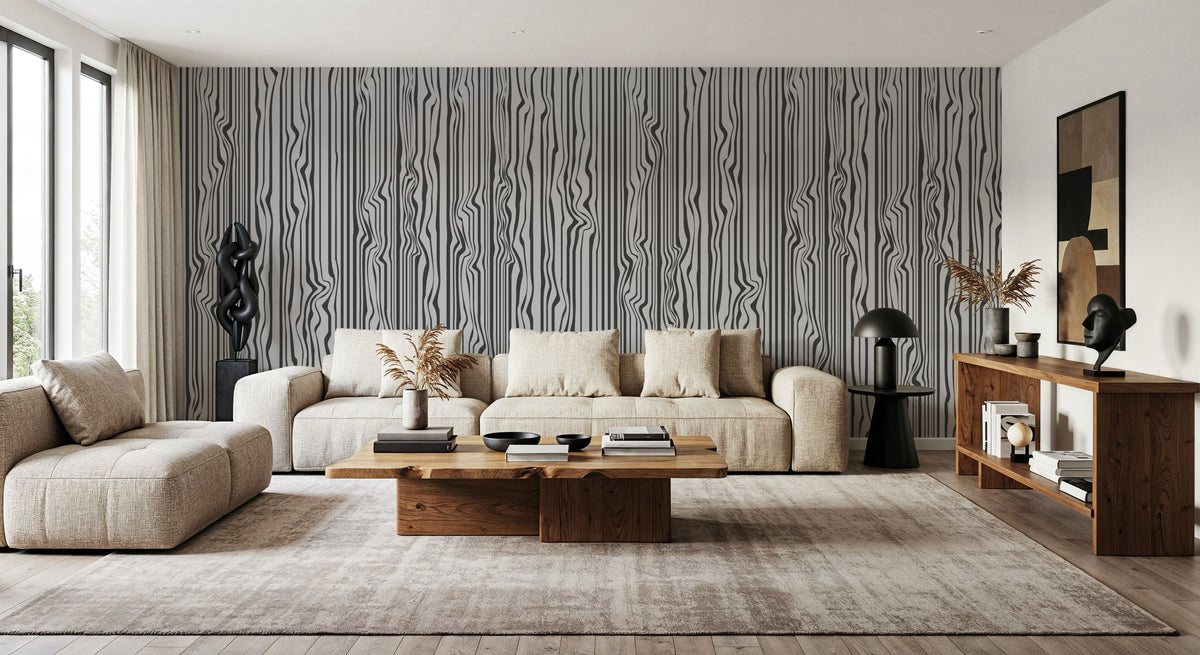 Veneer Lines, Slate Mural Wallpaper - room preview 05