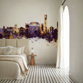Stratford-upon-Avon England Skyline Purple & Gold Mural Wallpaper - room preview 05
