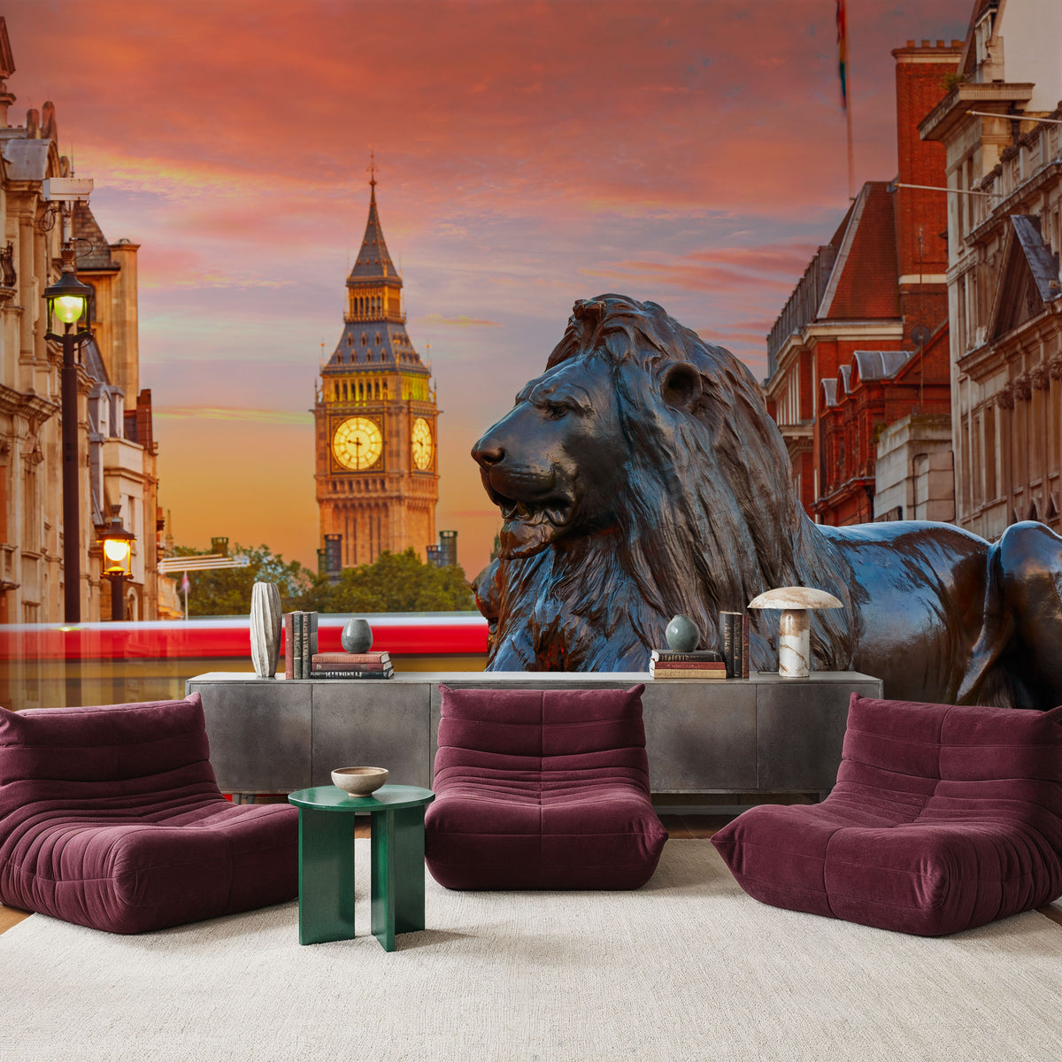 Trafalgar Square Lion Mural Wallpaper - room preview 05