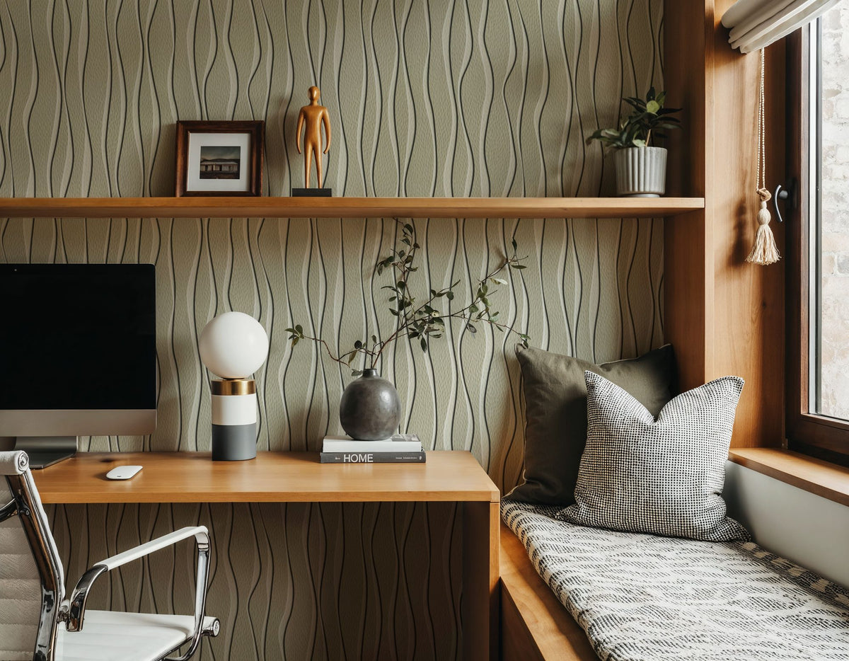Swaying Lines, Pine Whisper Mural Wallpaper - room preview 05