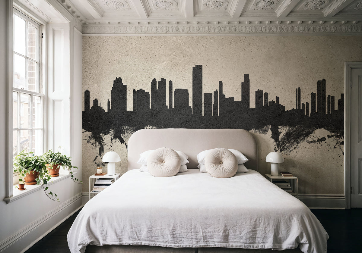 Honolulu Hawaii Skyline Concrete Mural Wallpaper - room preview 05