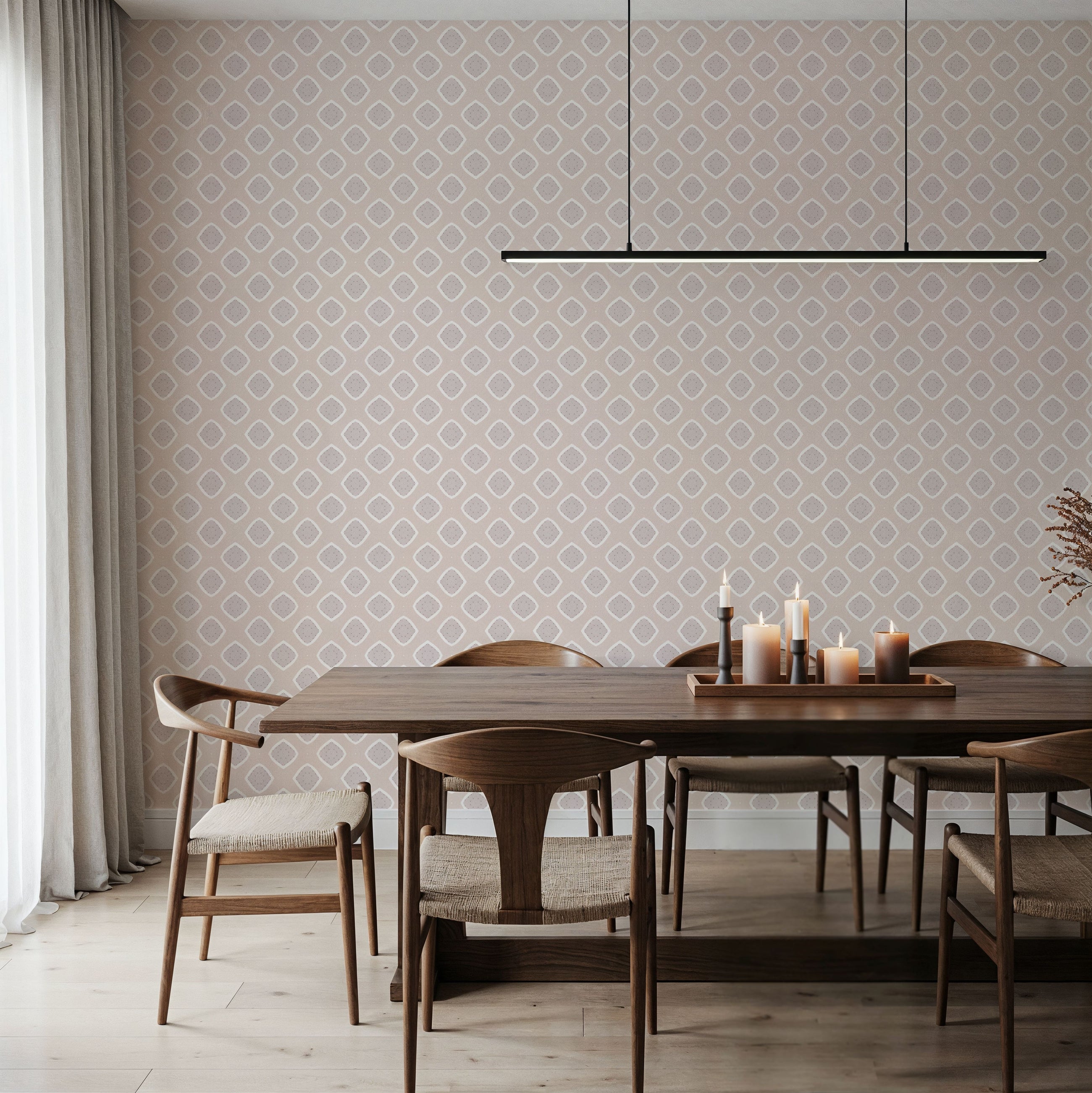 Zelij Squares on Beige Mural Wallpaper