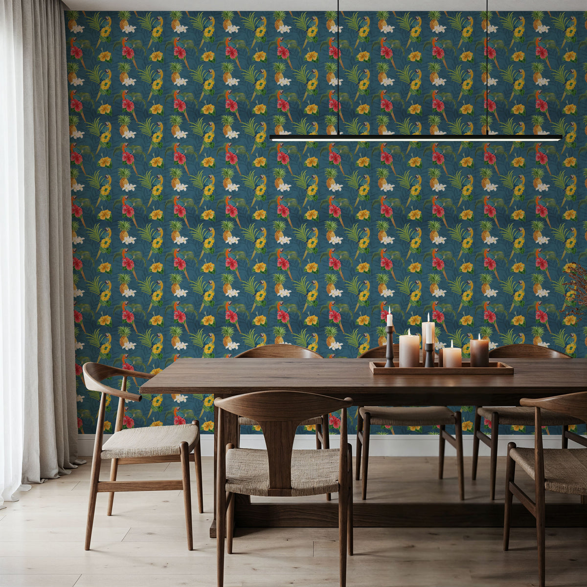 Parrot Paradise Blue Mural Wallpaper - room preview 05