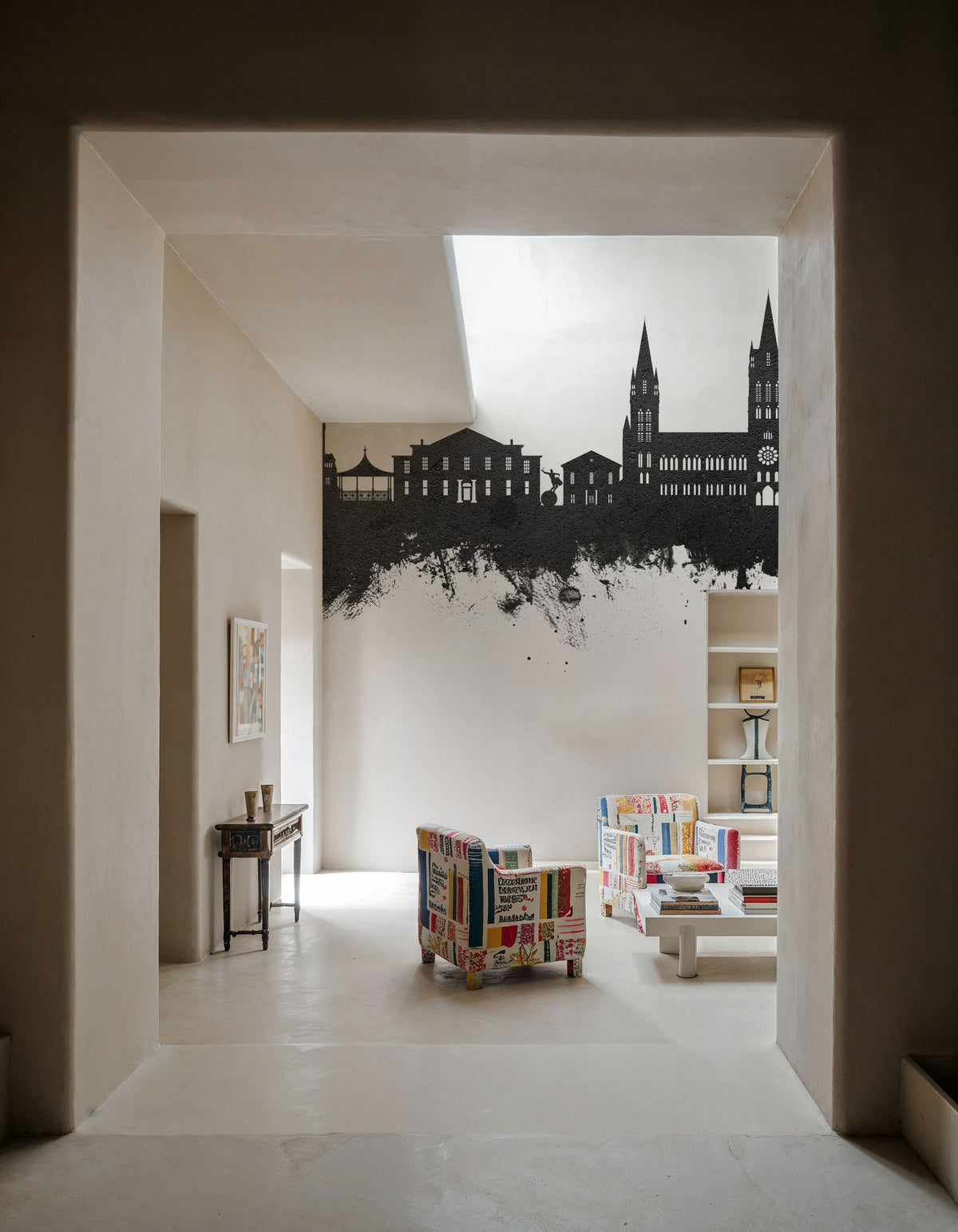 Truro England Skyline Black & White Mural Wallpaper - room preview 05