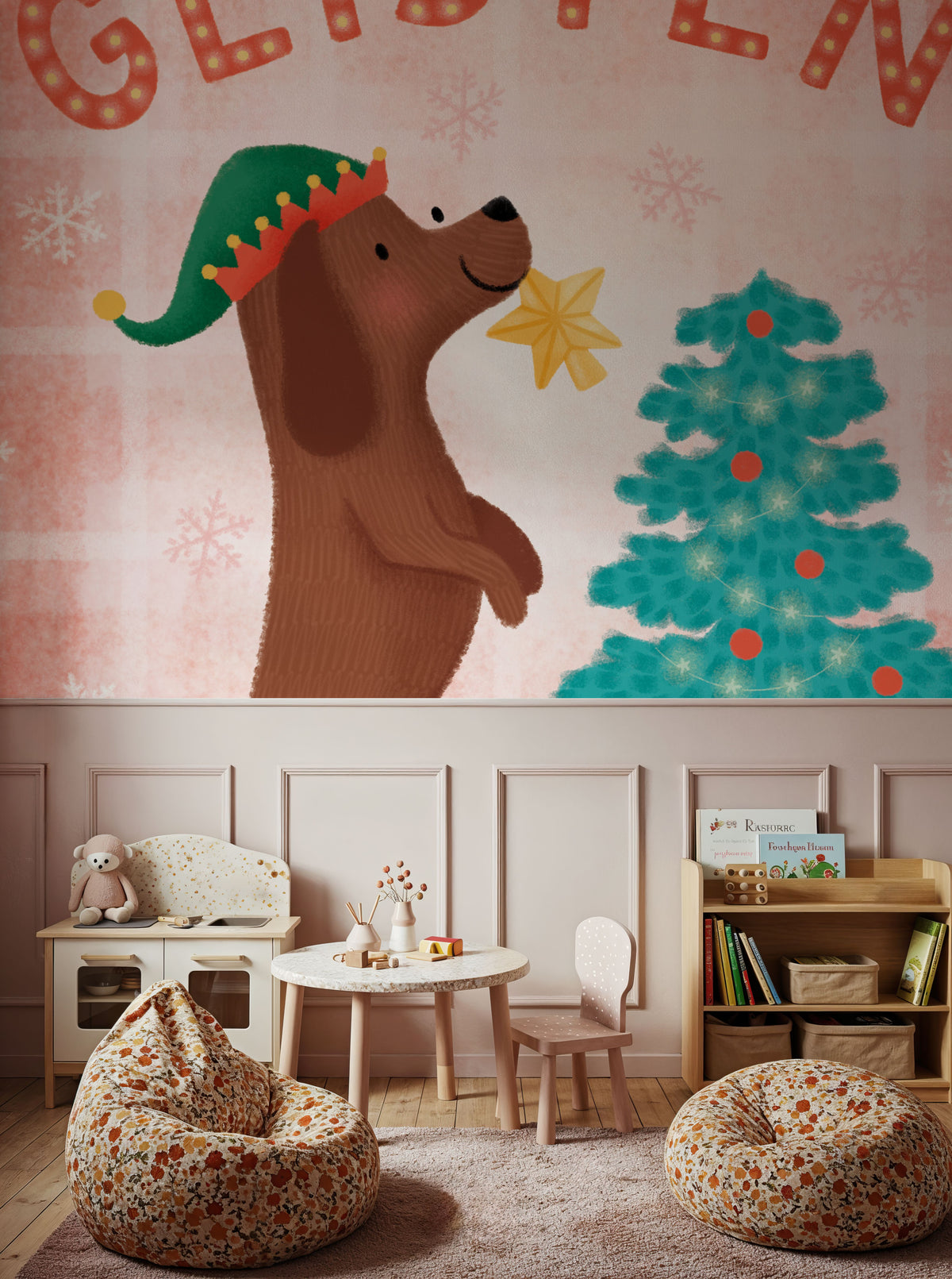 Festive Paws I Mural Wallpaper - room preview 05