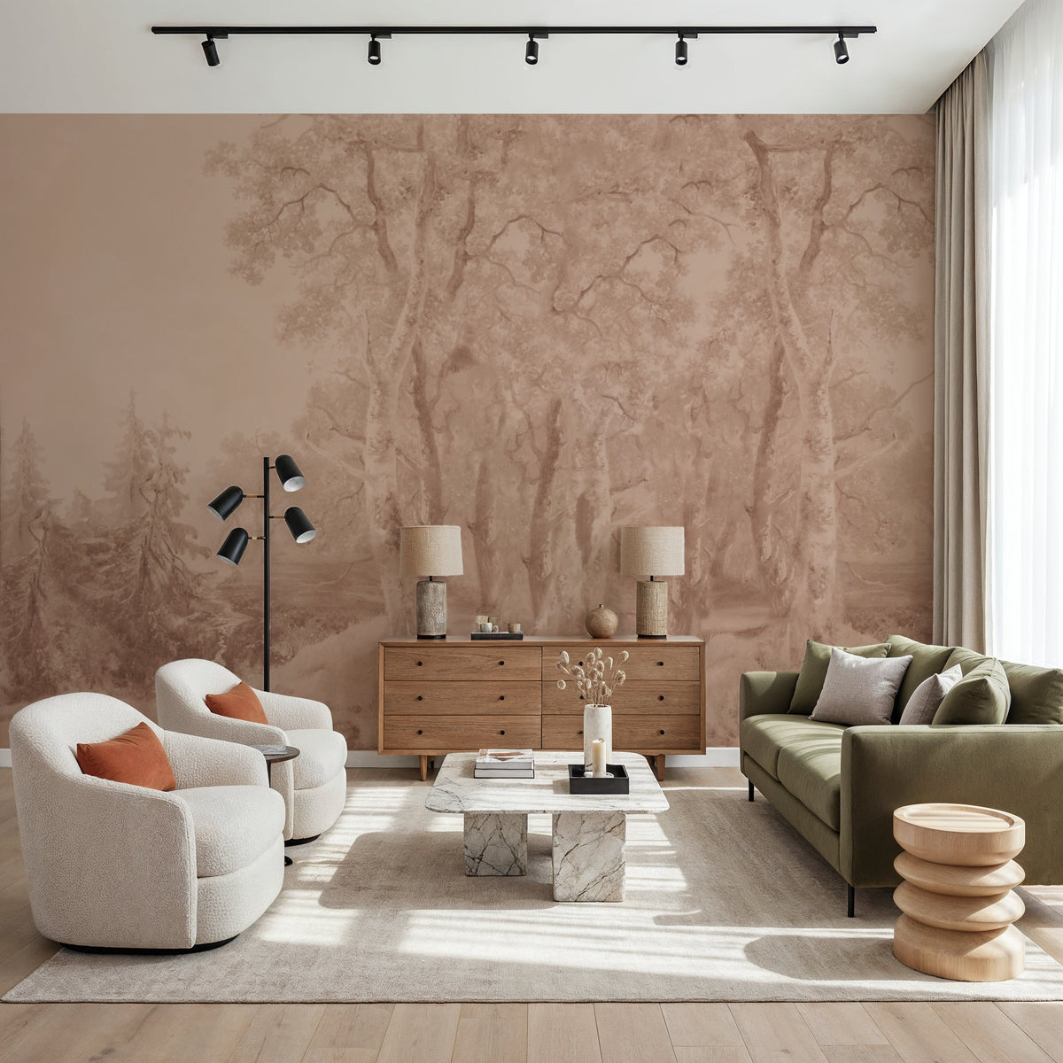 Forest Immersion Pale Terra Mural Wallpaper - room preview 05