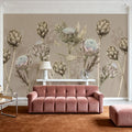 Artichoke Blooms, Mocha Mural Wallpaper - room preview 05