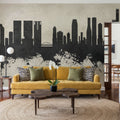 Osaka Skyline Concrete Mural Wallpaper - room preview 05