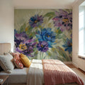 Bold Blue and Lavender Flowers Mural Wallpaper - room preview 05