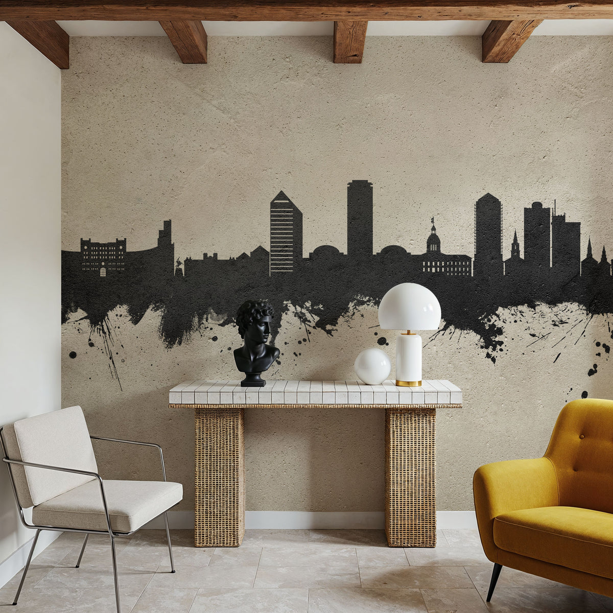 Tallahassee Florida Skyline Concrete Mural Wallpaper - room preview 05