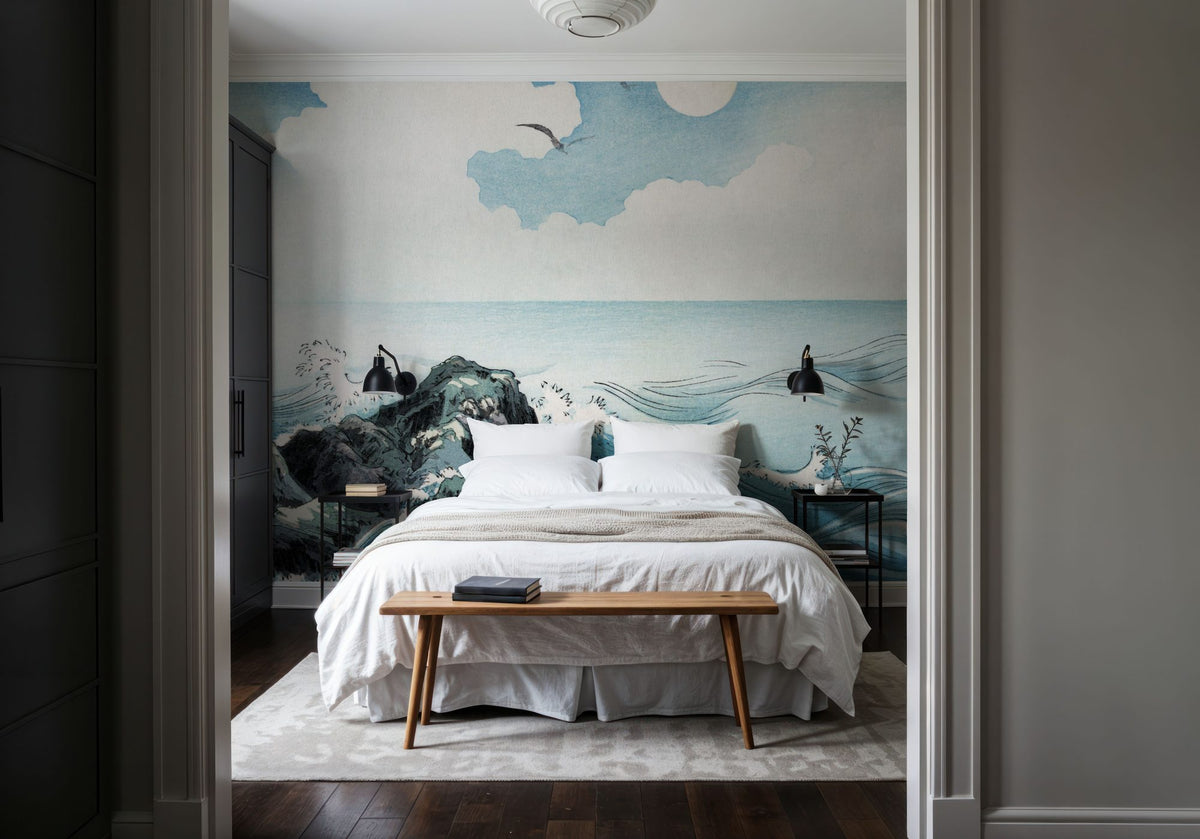 Kojima Island, Japanese Woodcut Mural Wallpaper - room preview 05